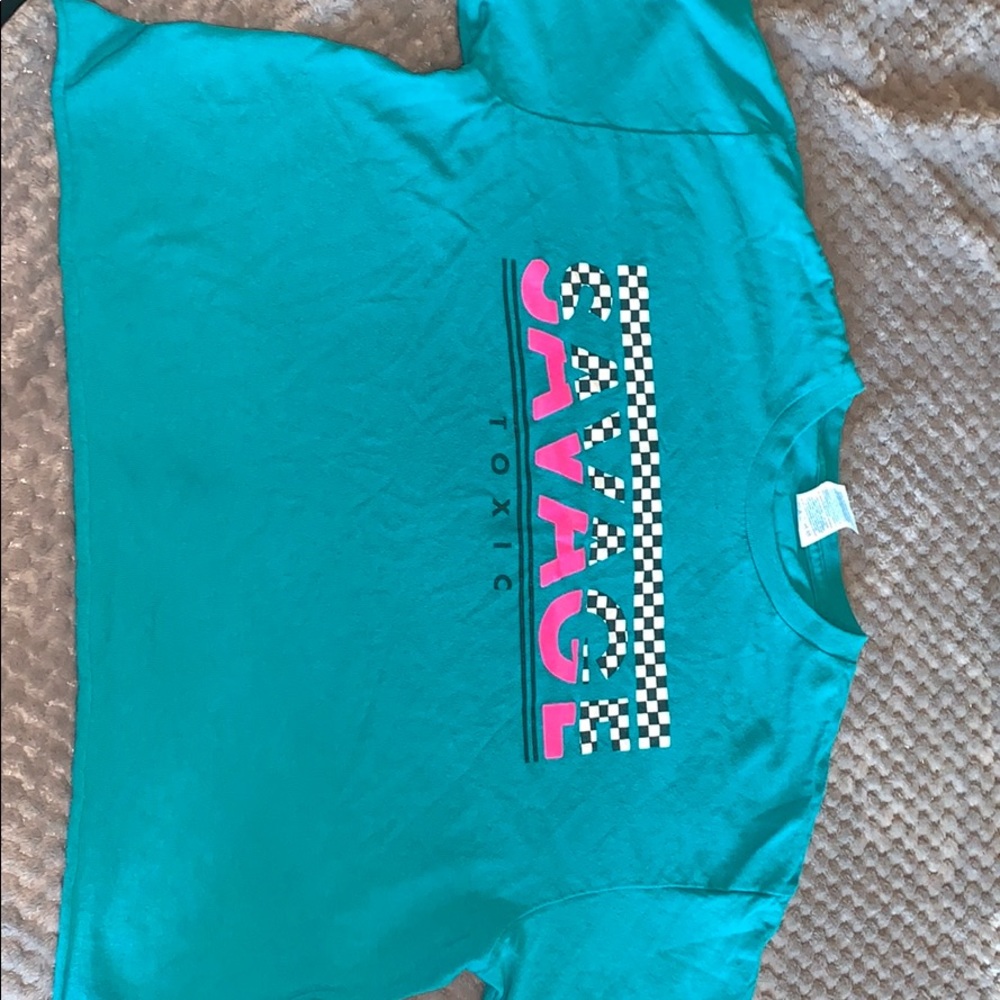 savage, checker/pink crop top